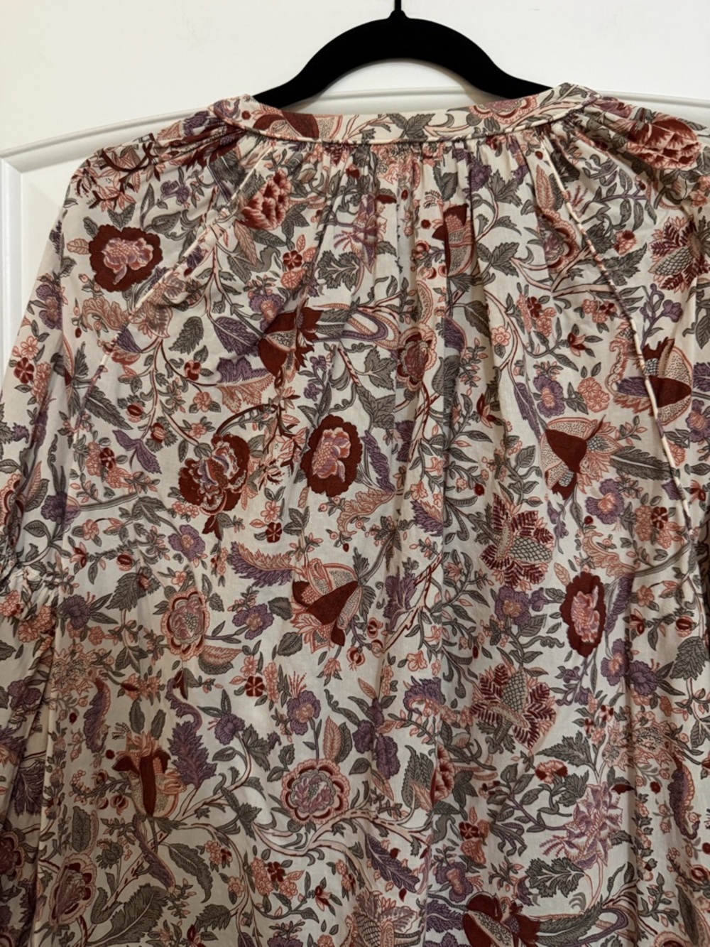 Love The Label Floral Peasant Top Rose, Green & Cream Balloon Sleeves Sz Large - Picture 5 of 17